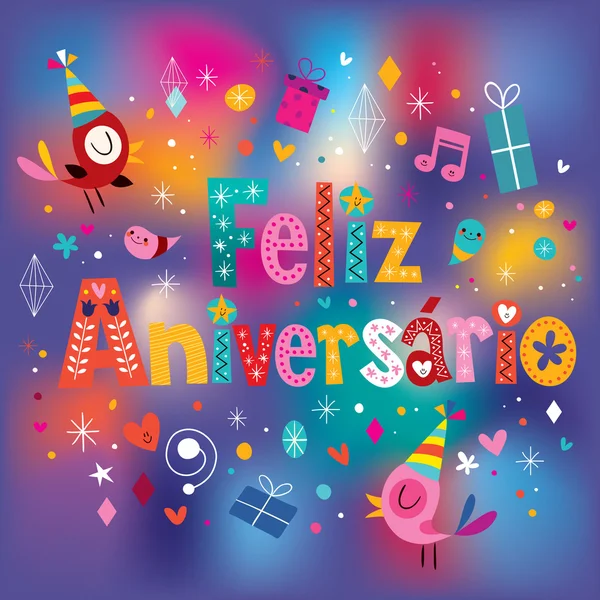 Feliz Aniversario Portugees Happy Birthday wenskaart — Stockvector