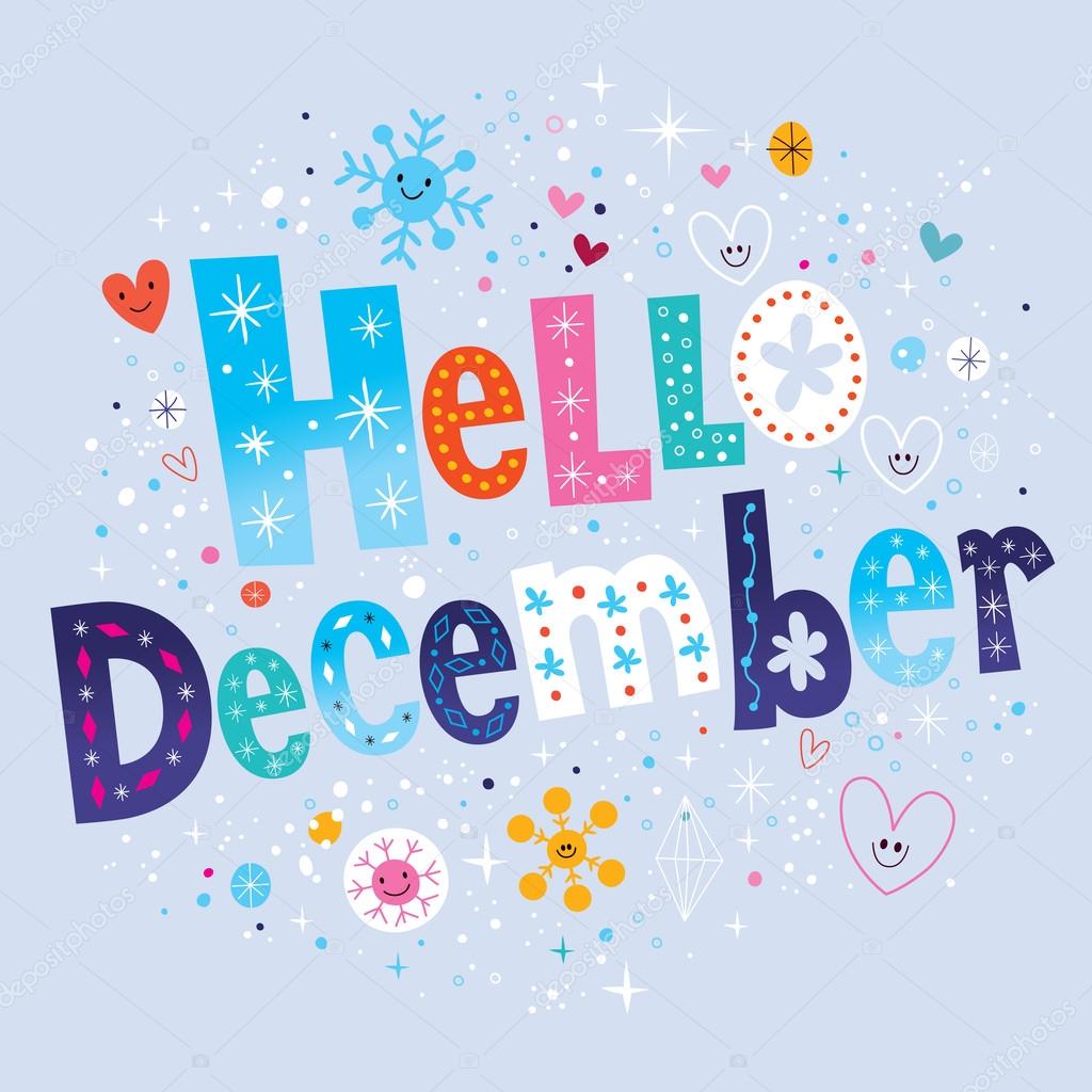 Hello December greeting card — Stock Vector © Aliasching 123888046