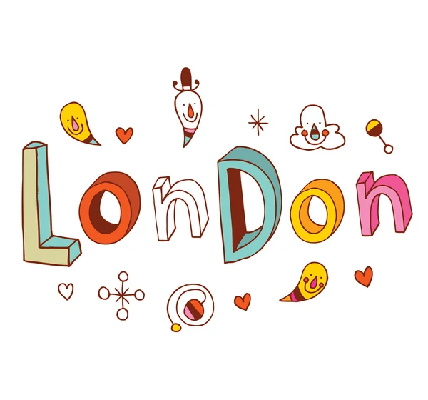 Londen hand getrokken belettering van ontwerp — Stockvector