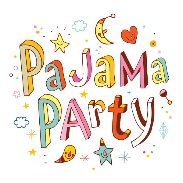 Pajama party hand drawn lettering design — Stock Vector