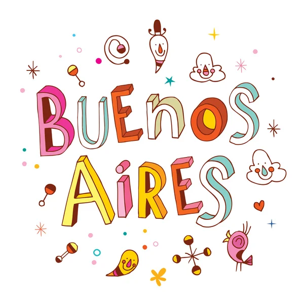 Buenos Aires letras de mano únicas — Archivo Imágenes Vectoriales