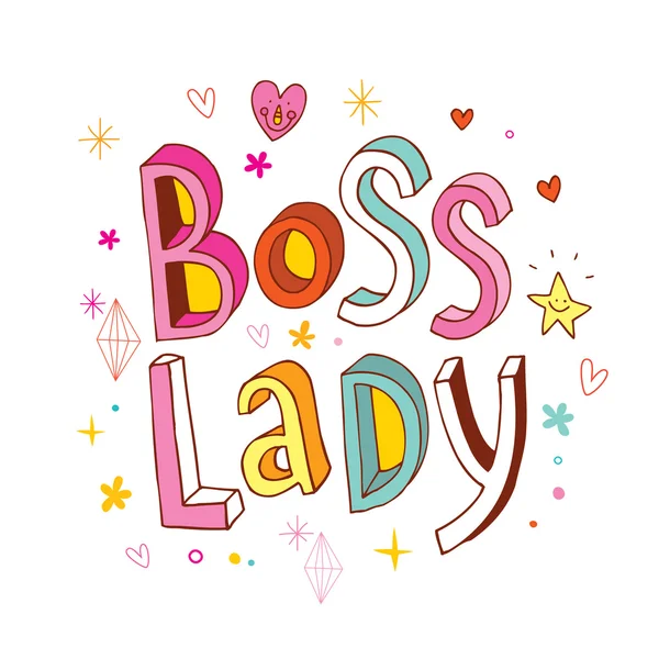 Boss Lady tulisan tangan yang unik - Stok Vektor