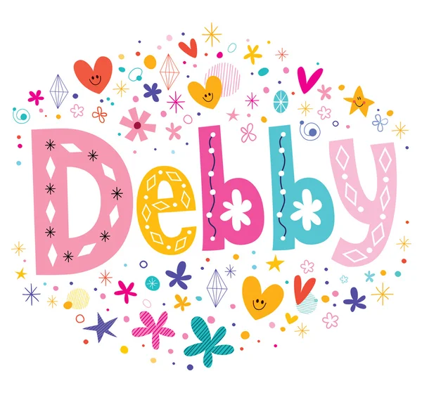 Debby ragazze nome decorativo lettering tipo di design — Vettoriale Stock