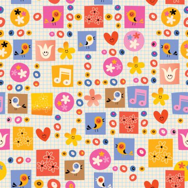 çiçekler ve kuşlar doğa seamless modeli