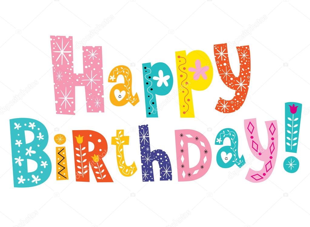 Happy Birthday text decorative type unique lettering design - Stock Vector....