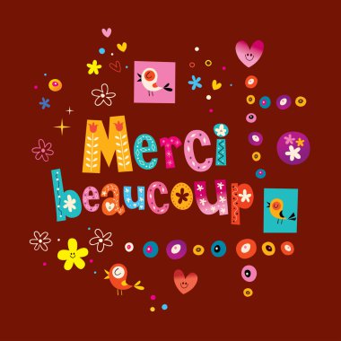 Merci beaucoup teşekkürler çok içinde Fransız tebrik kartı