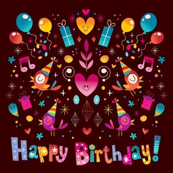 Tarjeta de felicitación feliz cumpleaños — Vector de stock