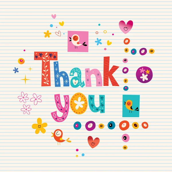 Thank you card with lined paper background — Stock Vector