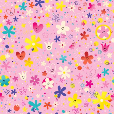 Kalpler ve çiçekler doğa aşk seamless modeli