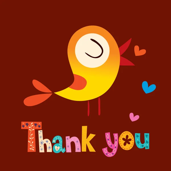 Thank you card with cute bird — Stock Vector