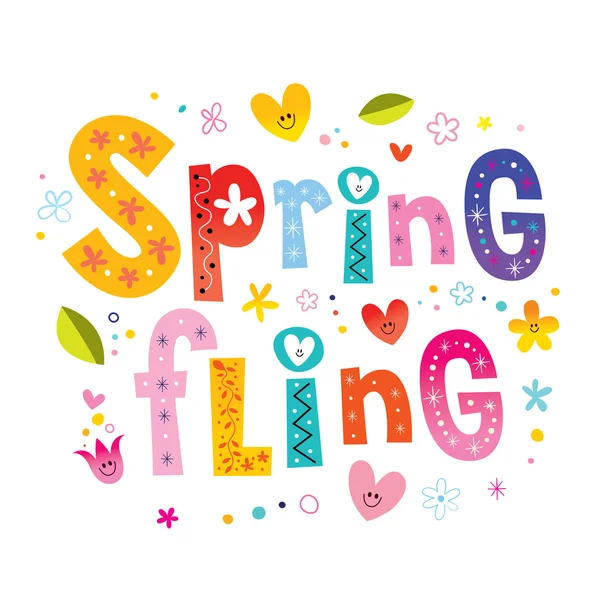 Primavera fling lettering design —  Vetores de Stock