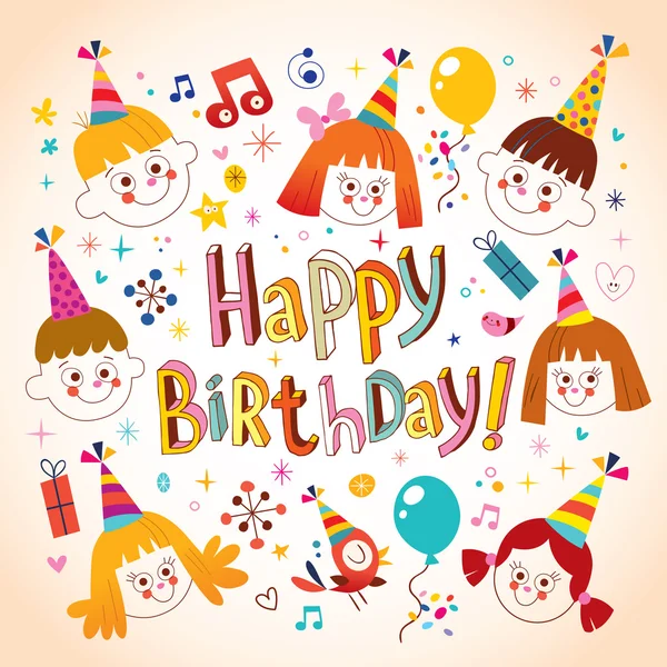 Happy Birthday kids greeting card — Stock Vector