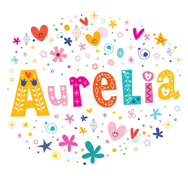 Aurelia ragazze nome decorativo lettering tipo di design — Vettoriale Stock