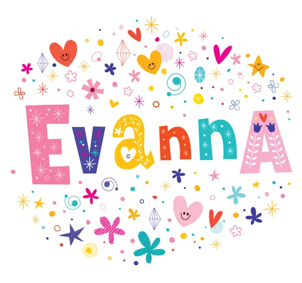 Evanna meninas nome decorativo lettering tipo design —  Vetores de Stock