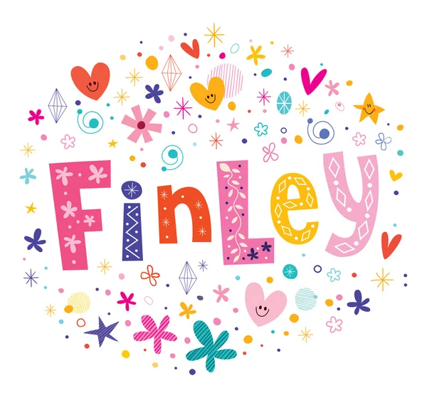 Finley fete nume decorative tip de litere de design — Vector de stoc