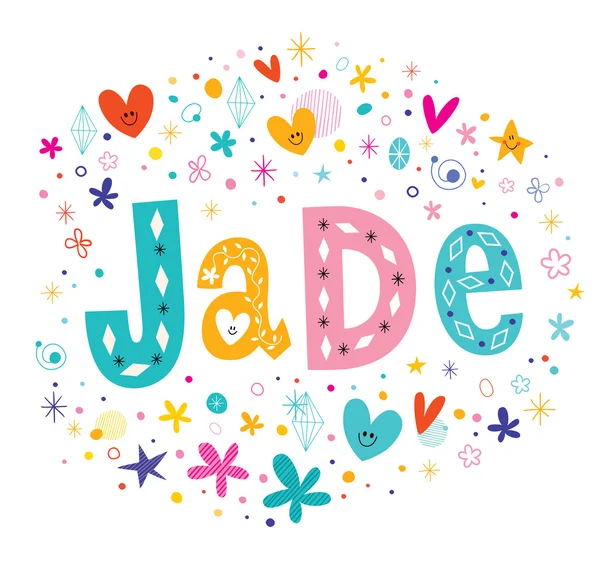Jade κορίτσια όνομα σχεδιασμού τύπου διακοσμητικά γράμματα — Διανυσματικό Αρχείο