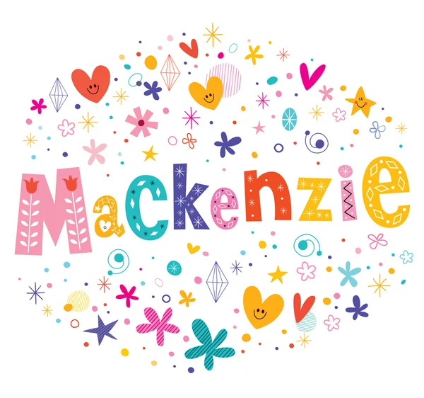 Mackenzie girls name decorative lettering type design — Stock Vector