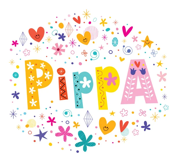 Pippa niñas nombre decorativo tipografía tipo diseño — Archivo Imágenes Vectoriales