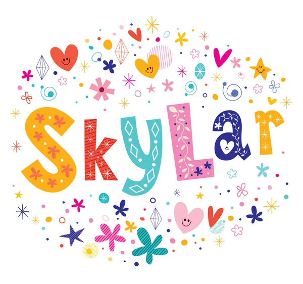 Skylar ragazze dato nome decorativo lettering tipo di design — Vettoriale Stock