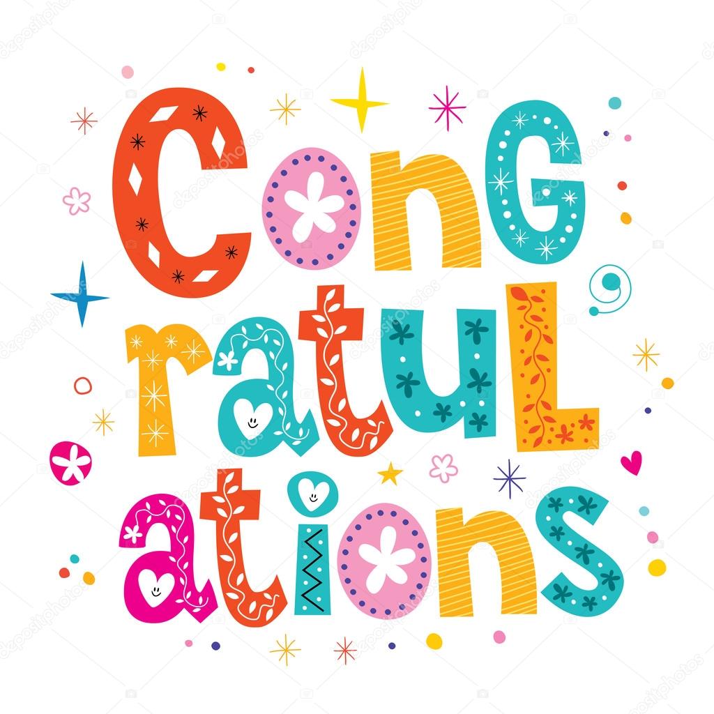 Congratulations typography lettering decorative type greeting card design