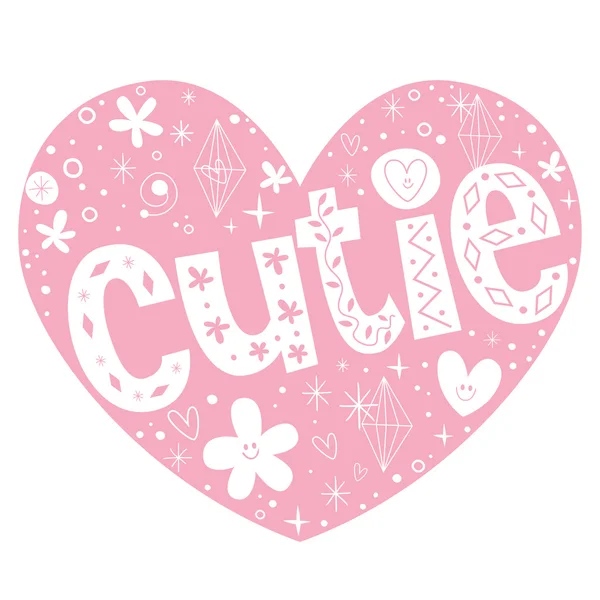 Cutie-serce napis design — Wektor stockowy