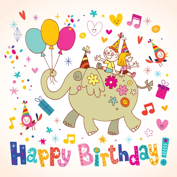 Happy Birthday kids greeting card — Stock Vector