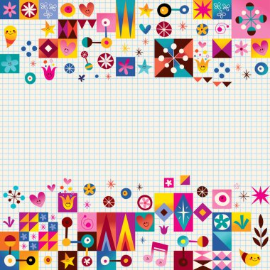 Kalpler, yıldız ve çiçekler sanat arka plan tasarım öğeleri soyut