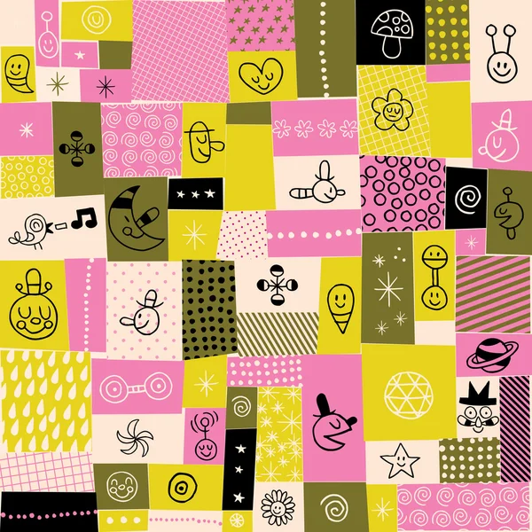 Collage doodle seamless pattern — Stock Vector