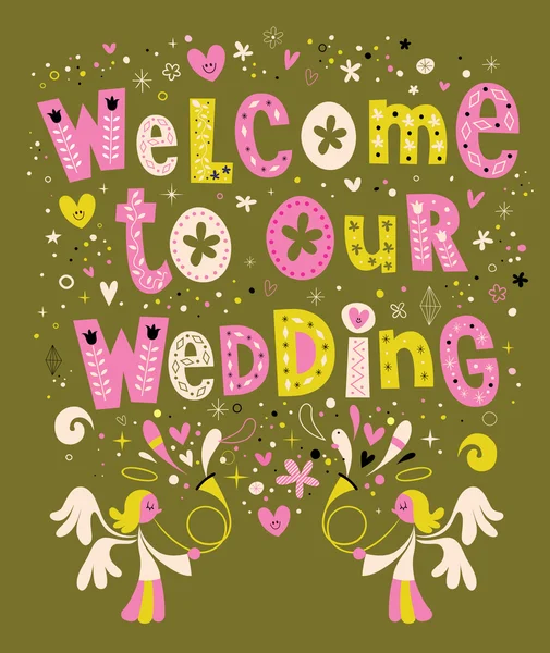 Bienvenue à notre invitation de carte de mariage — Image vectorielle