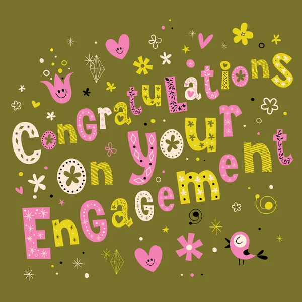 Congratulations on your engagement retro greeting card — Stock Vector