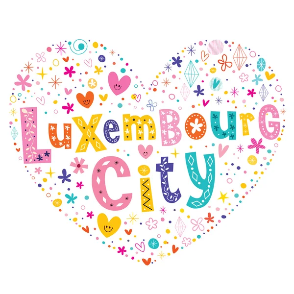 Luxembourg City forme de coeur lettrage vectoriel design — Image vectorielle