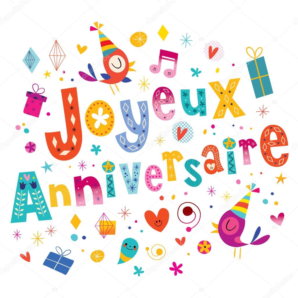 Joyeux Anniversaire Happy Birthday In French Greeting Card Stock Vector Image By C Aliasching