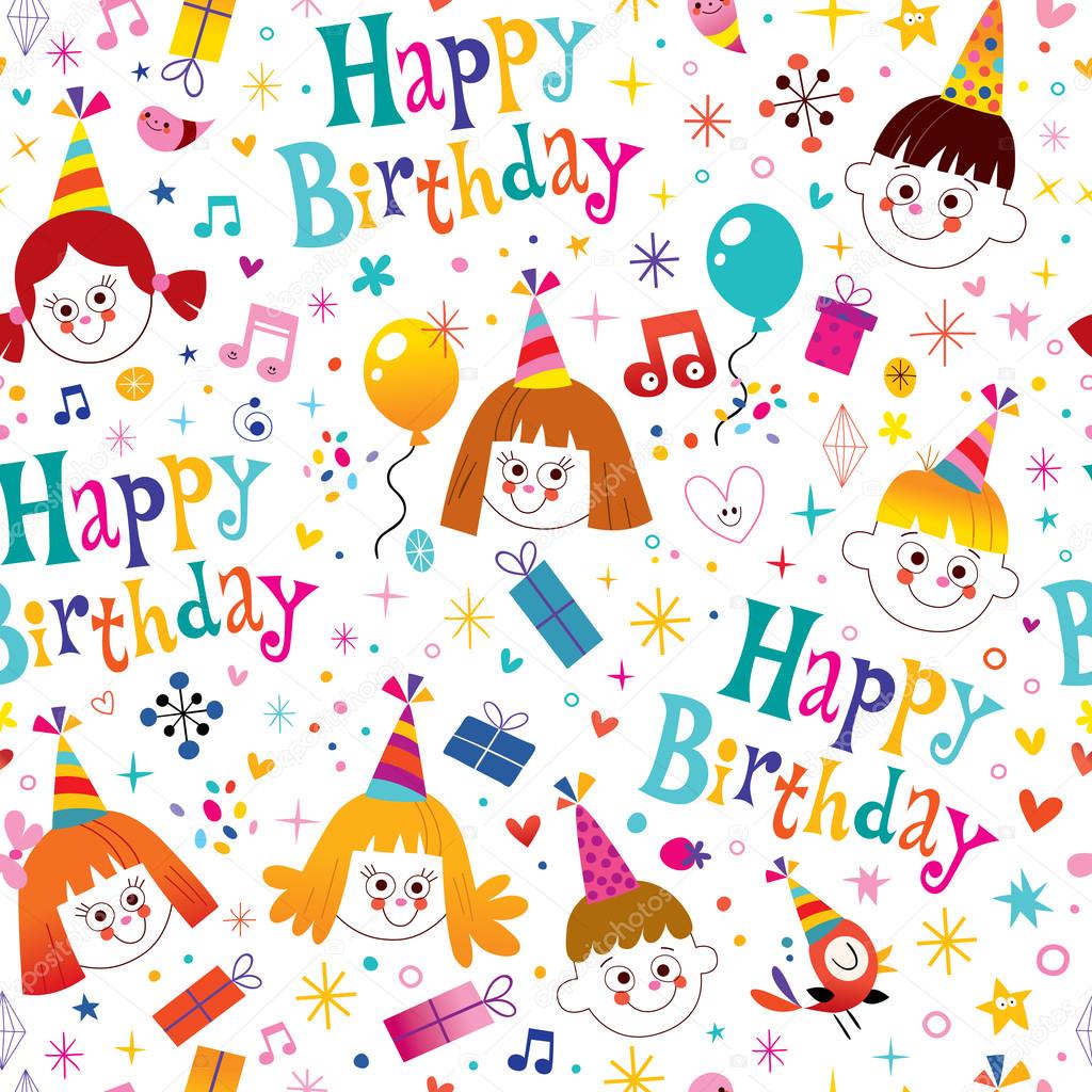 Happy birthday kids party seamless pattern Stock Illustration by ...