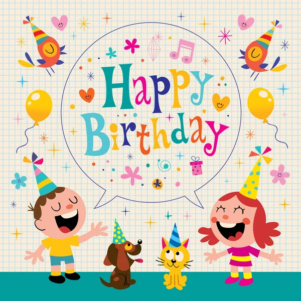 Happy Birthday kids greeting card design — Stock Vector