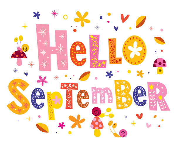 Hello September lettering design