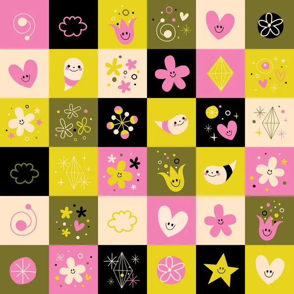 Hearts flowers nature pattern — Stock Vector