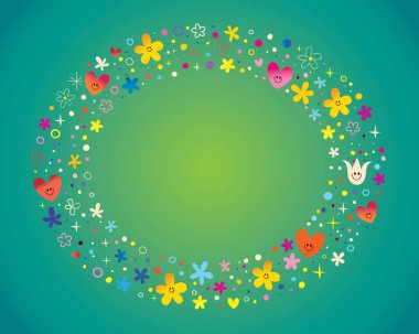 Kalpler ve çiçekler çerçeve tasarım elementleri