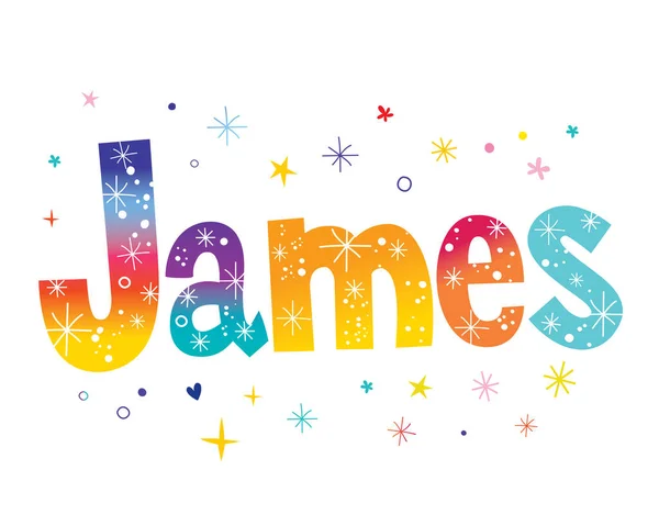 James Boy Name Unique Lettering Design — Stock Vector