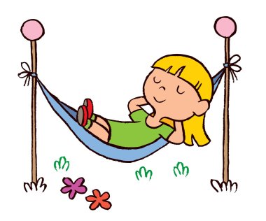 Little girl relaxing in hammock clipart