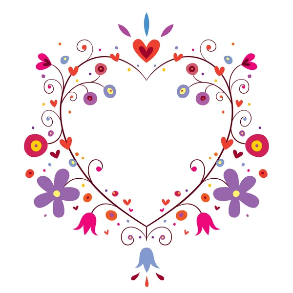 Cadre coeur avec fleurs — Image vectorielle