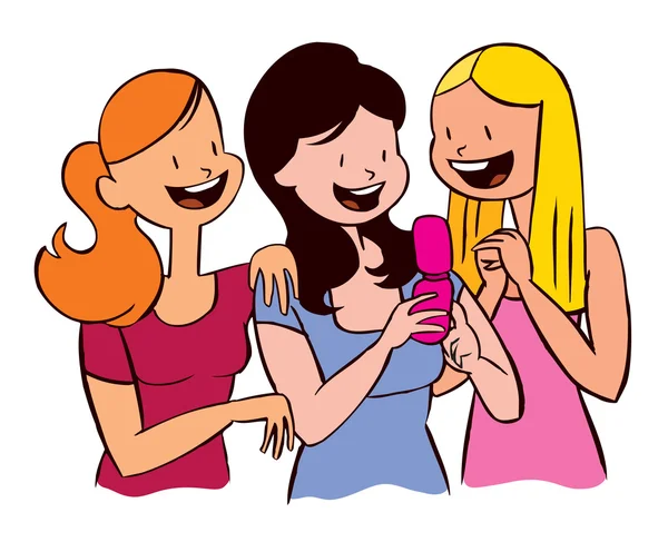 Girls reading text message — Stock Vector