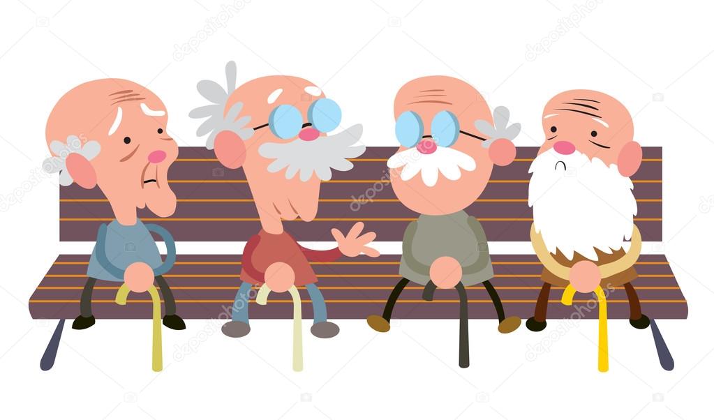 Elderly people on bench