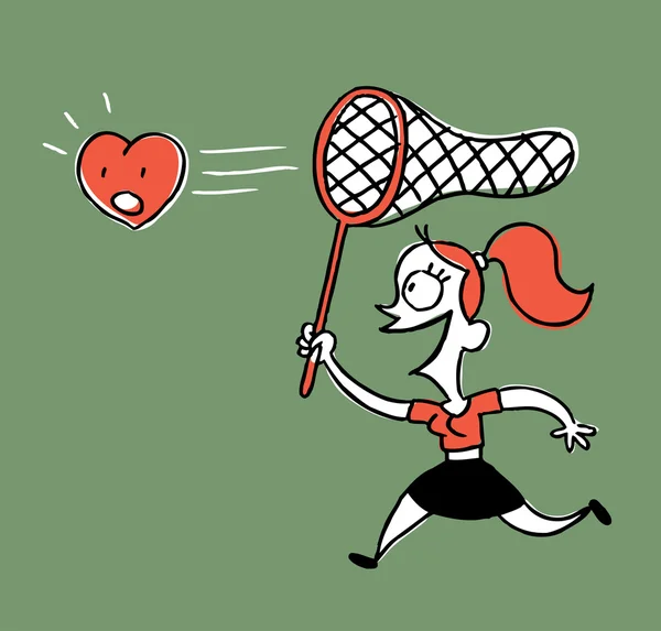 Fille chasse pour l'amour — Image vectorielle