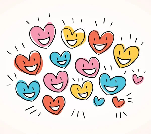 Felices corazones de dibujos animados — Vector de stock