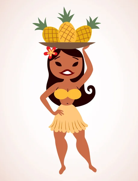 Ananas hula fata — Vector de stoc