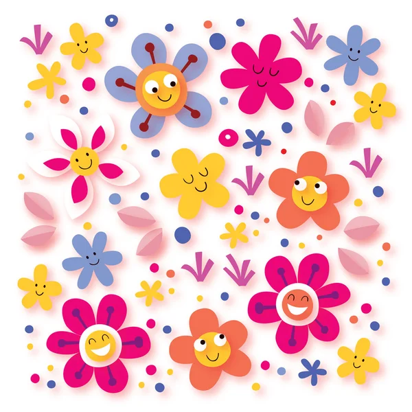 Patrón de flores felices — Archivo Imágenes Vectoriales