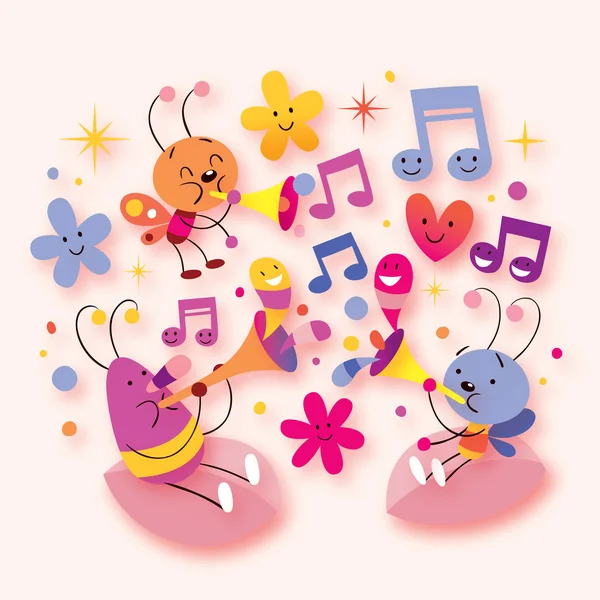 Sweet beetle music — Stock Vector