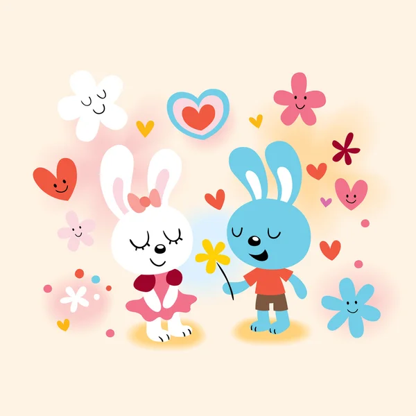 Bunnies in love — Stock Vector