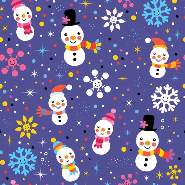 Christmas snowman pattern — Stock Vector