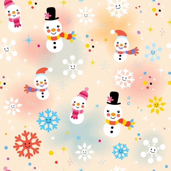 Schattig Christmas snowman patroon — Stockvector